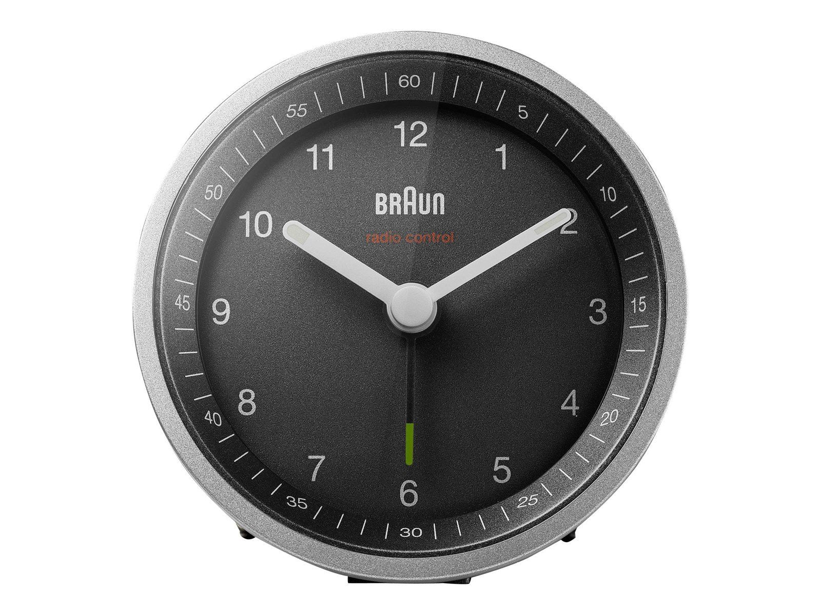 Braun BC07 - alarm clock - round - quartz - desktop - silver/black Braun BC07 - alarm clock - round - quartz - desktop - silver/black